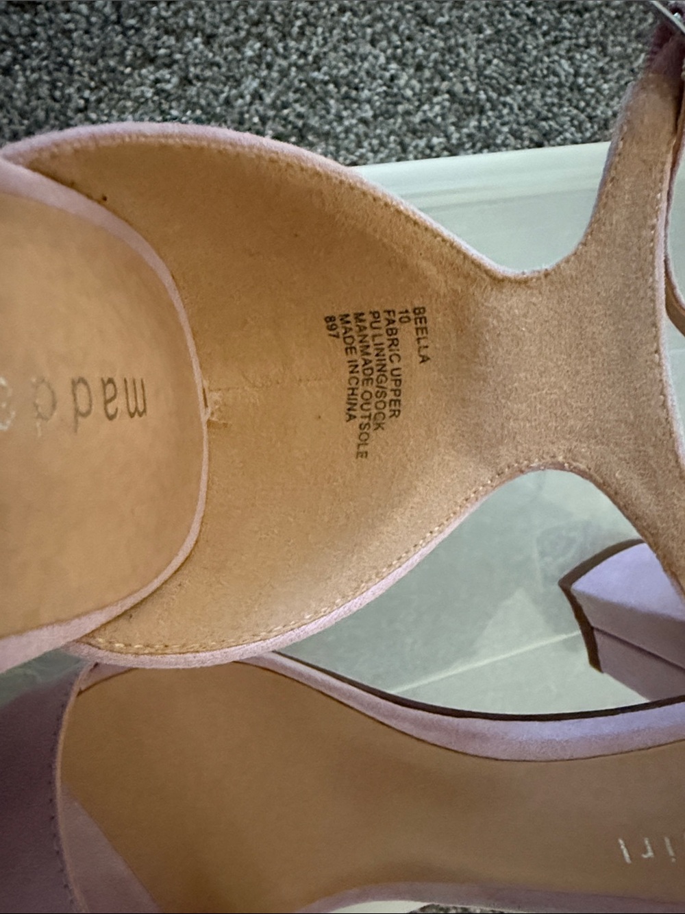 Madden Girl Lilac Suede Block Heel Ankle Strap Sandals - Picture 2 of 4